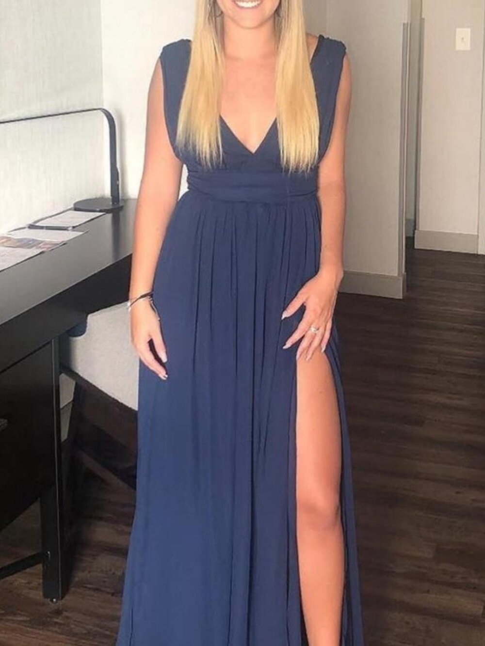 Navy blue maxi dress with slit from Windsor